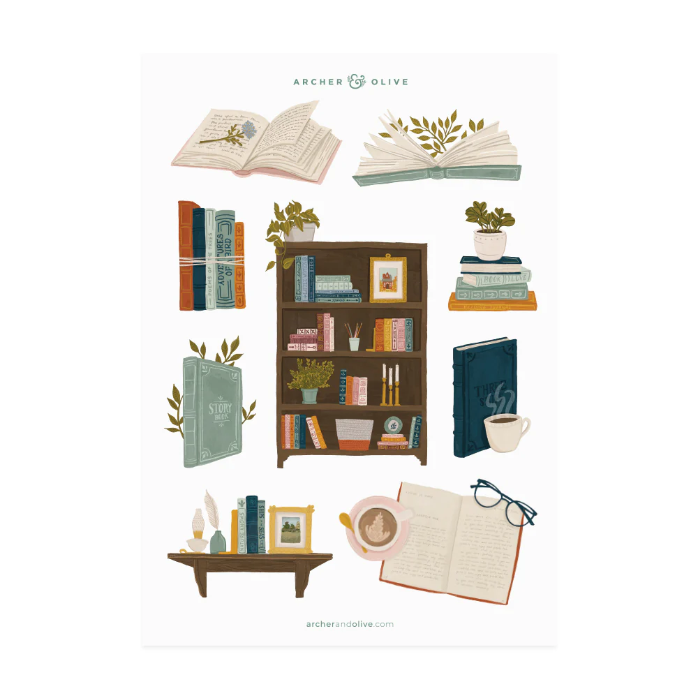 Books & Flowers Printable Stickers - Image 2