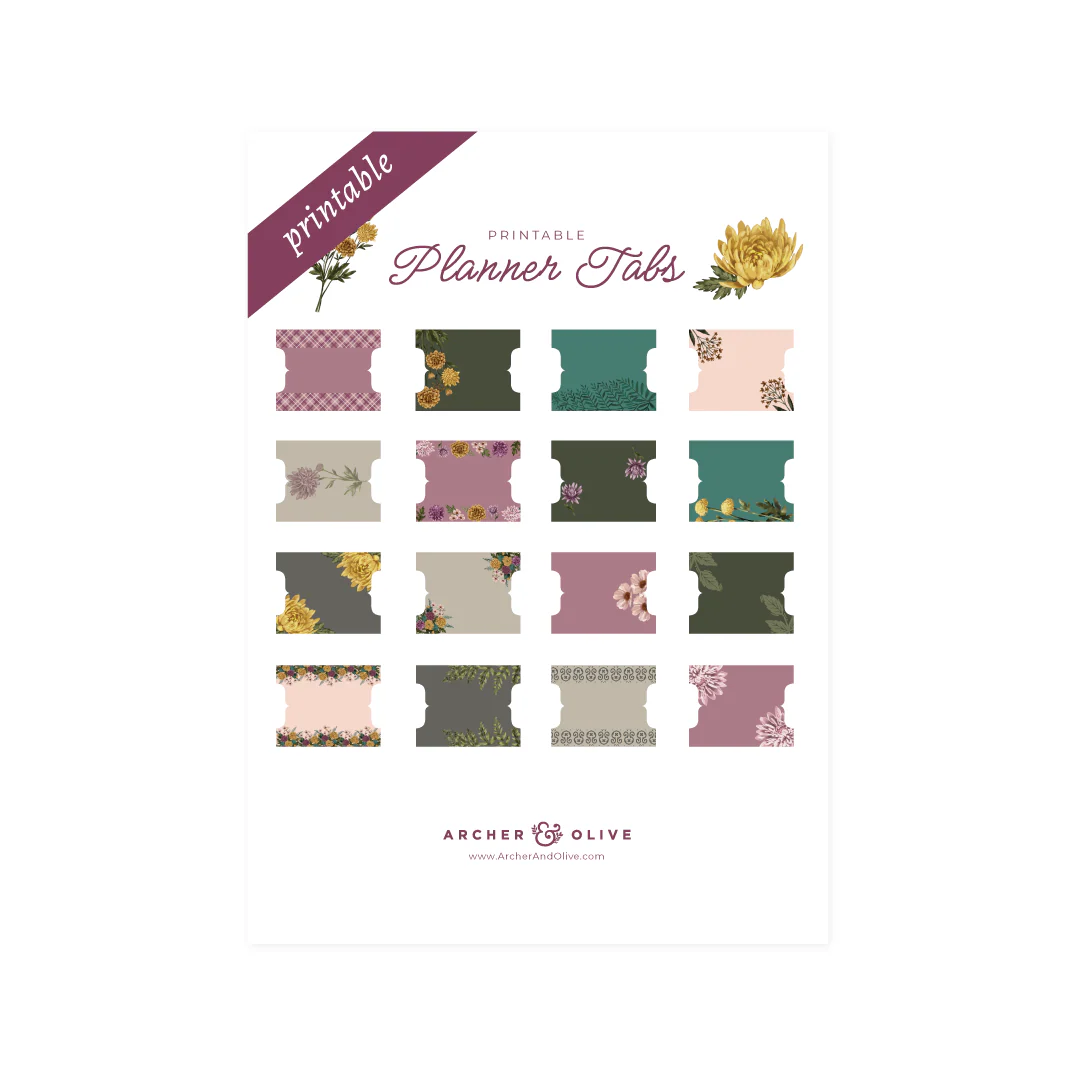 Chrysanthemum Printable Planner Tabs