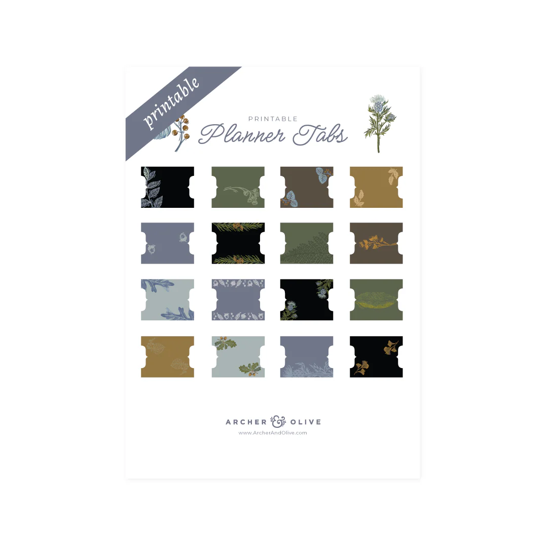 Forest Impressions Printable Planner Tabs