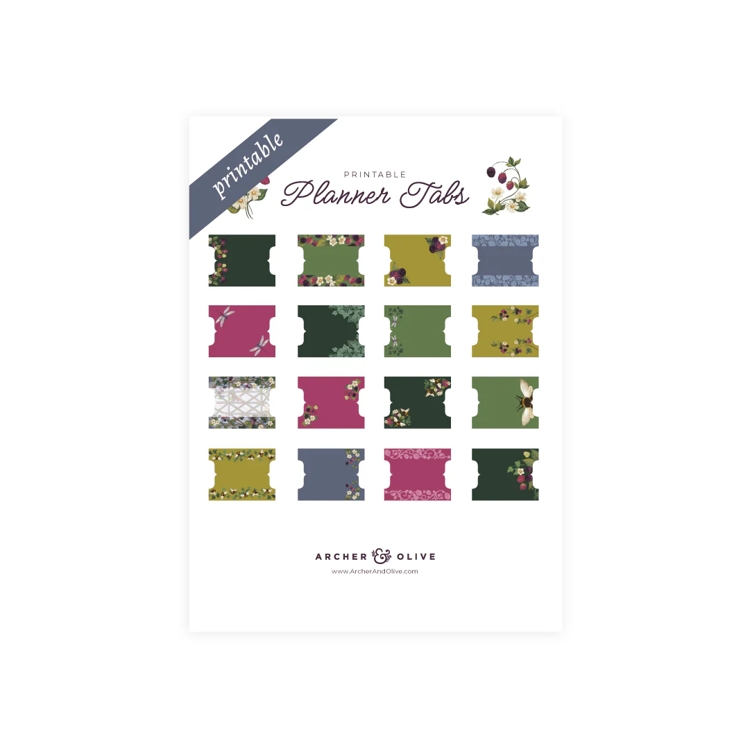 Printable Planner Tabs: Berries & Vines