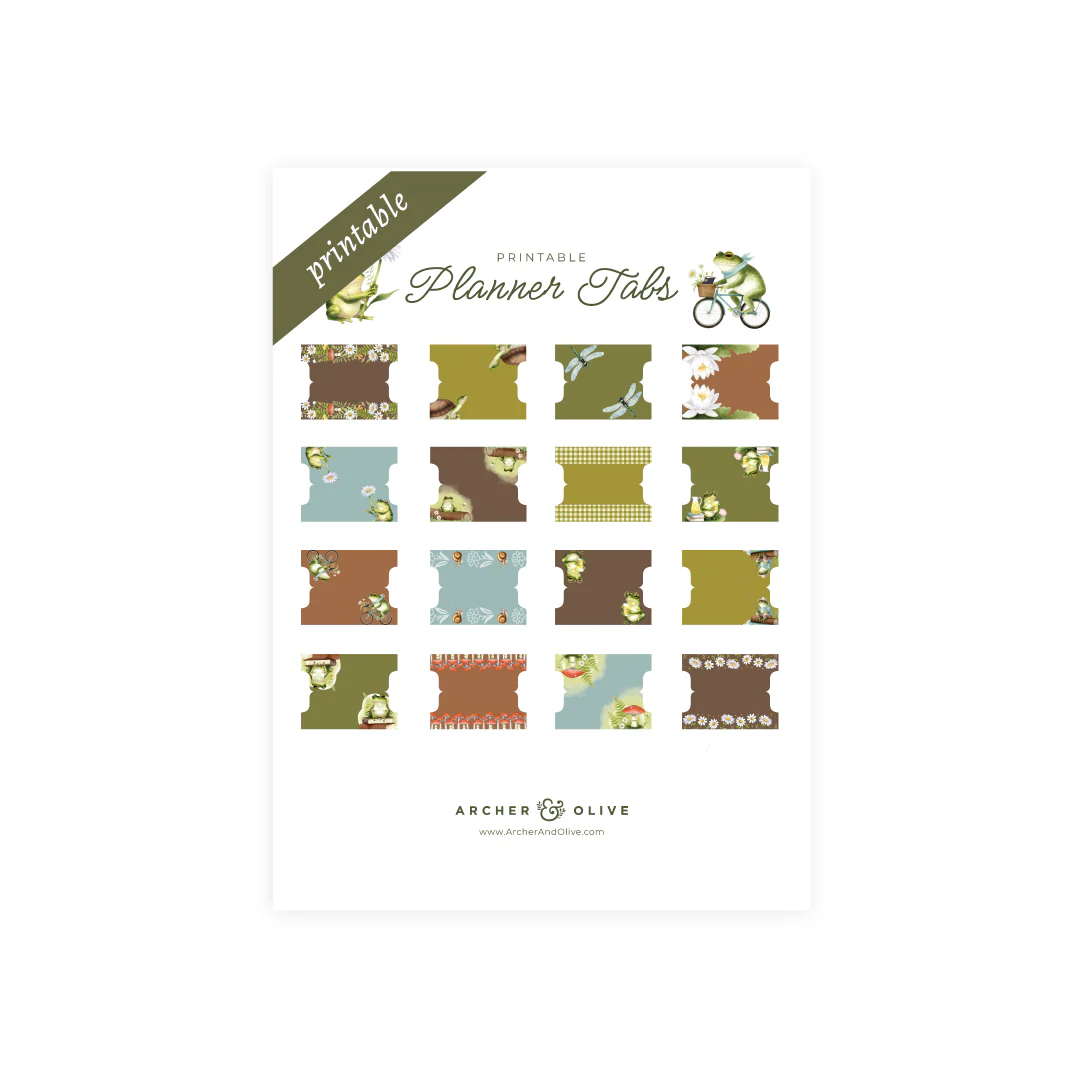 Printable Planner Tabs: Literary Frog