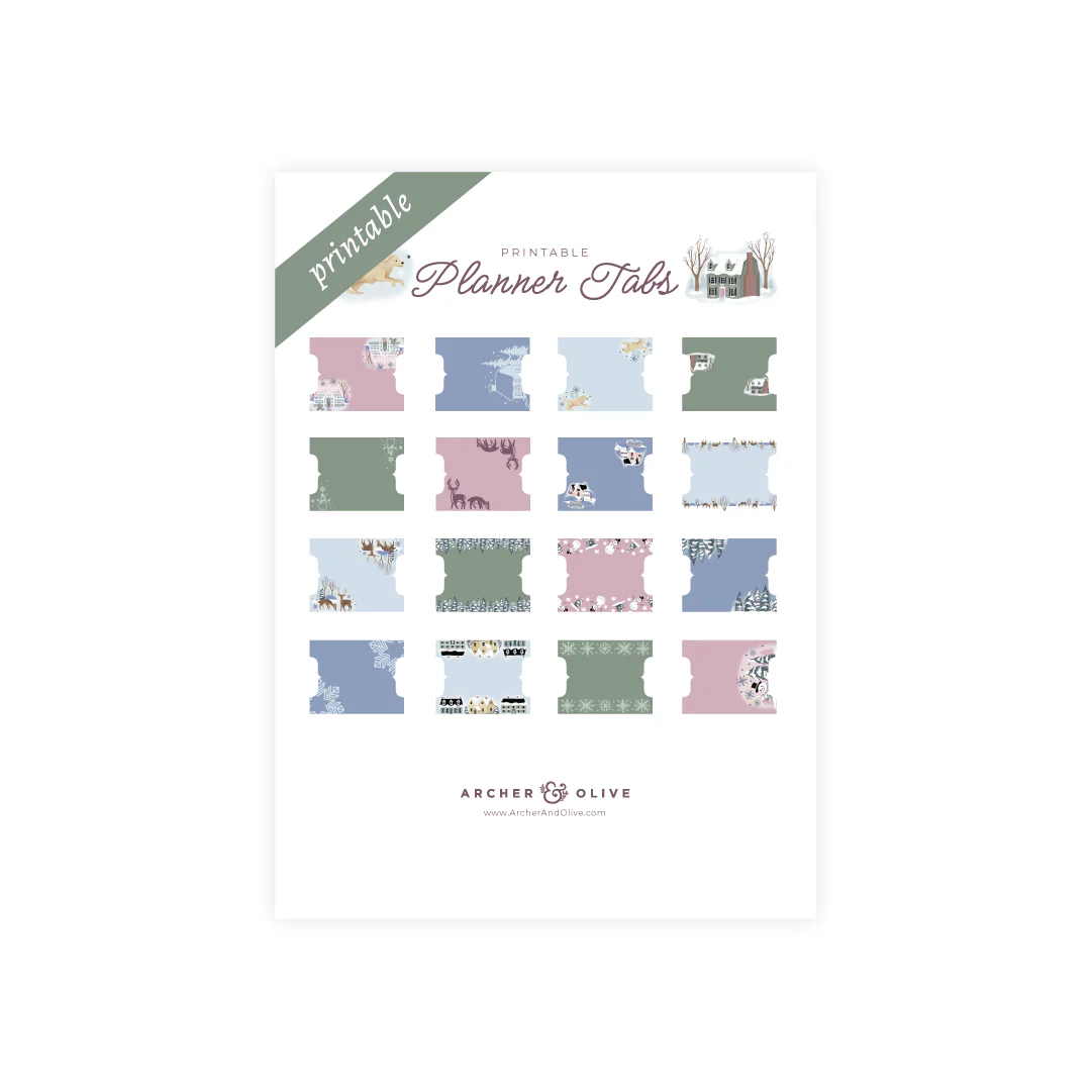 Printable Planner Tabs: Winter Village